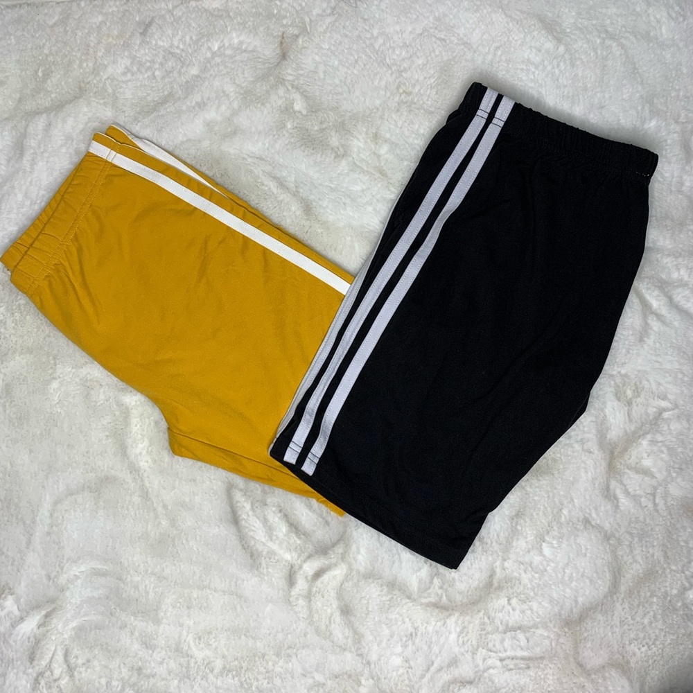 Yellow and Black 2 Stripped Biker Shorts
